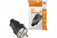 Вилка UNIVersal прямая c/з каучук 16А 250В IP44 (еврослот) черная