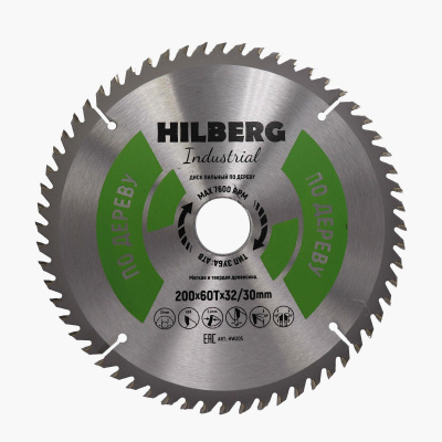 Диск пильный Hilberg Industrial Дерево 200*32/30*60Т HW205